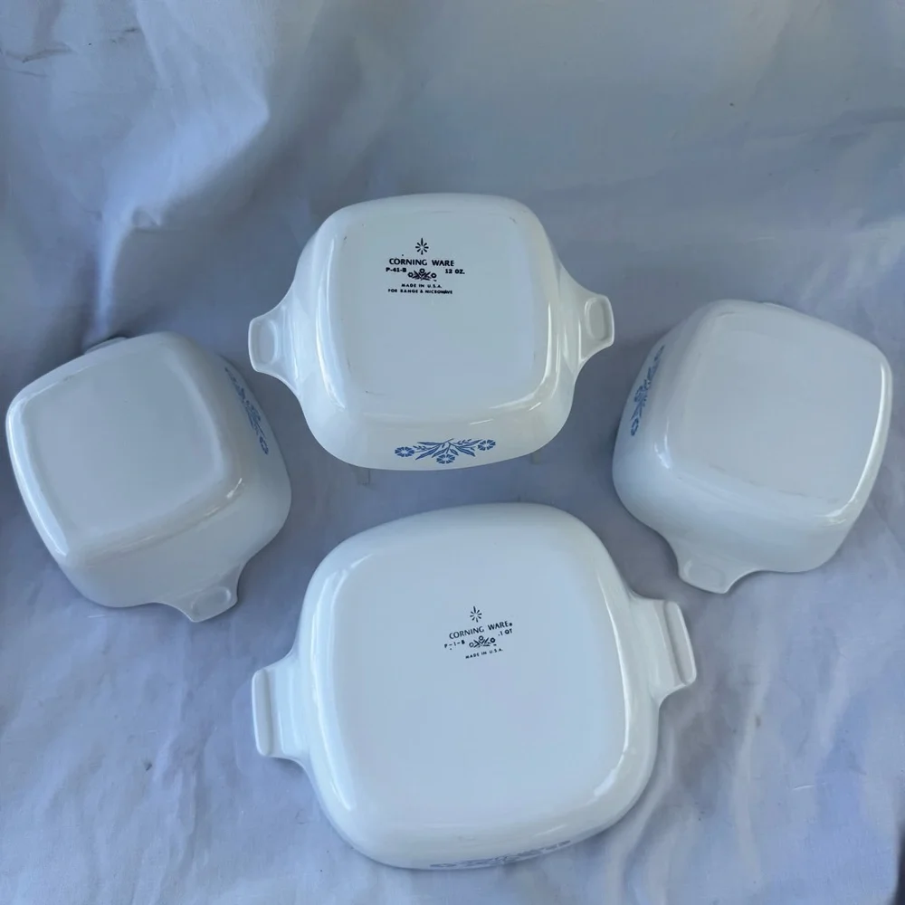 Vintage Corning Ware Blue Cornflower Baking Dishes Set of 4 Casserole Dishes